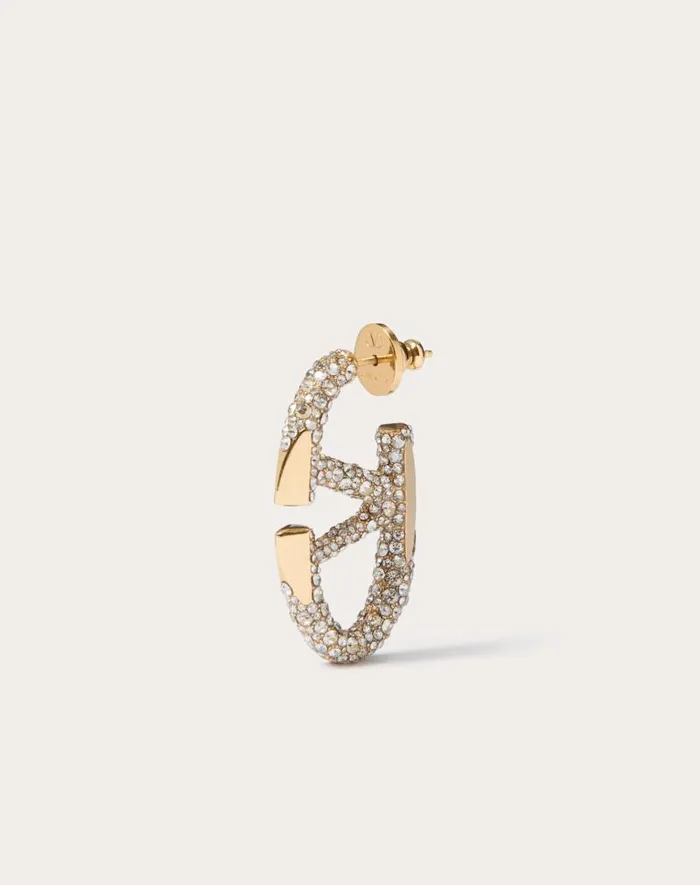 Valentino Jewelry Woman The Bold Edition Vlogo Metal And Swarovski Crystal Earrings For Woman In Gold Gold Valentino Jewelry Woman The Bold Edition Vlogo Metal And Swarovski Crystal Earrings For Woman In Gold Gold