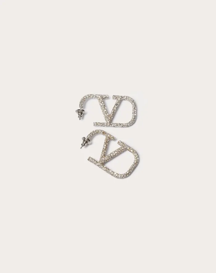 Valentino Jewelry Woman Vlogo Signature Earrings In Metal And Swarovski Crystals For Woman In Palladium Palladium Valentino Jewelry Woman Vlogo Signature Earrings In Metal And Swarovski Crystals For Woman In Palladium Palladium