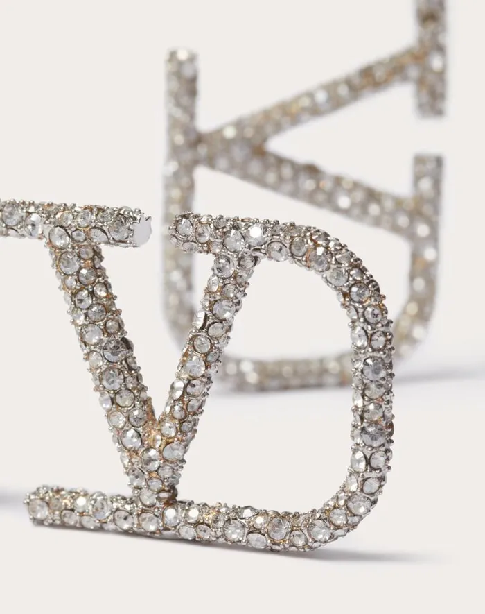 Valentino Jewelry Woman Vlogo Signature Earrings In Metal And Swarovski Crystals For Woman In Palladium Palladium Valentino Jewelry Woman Vlogo Signature Earrings In Metal And Swarovski Crystals For Woman In Palladium Palladium