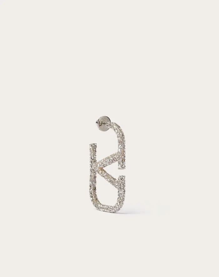 Valentino Jewelry Woman Vlogo Signature Earrings In Metal And Swarovski Crystals For Woman In Palladium Palladium Valentino Jewelry Woman Vlogo Signature Earrings In Metal And Swarovski Crystals For Woman In Palladium Palladium