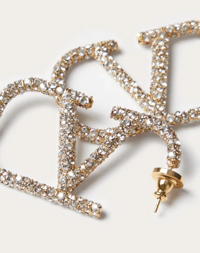 Valentino Jewelry Woman Vlogo Signature Earrings In Metal And Swarovski Crystals For Woman In Palladium Palladium Valentino Jewelry Woman Vlogo Signature Earrings In Metal And Swarovski Crystals For Woman In Palladium Palladium