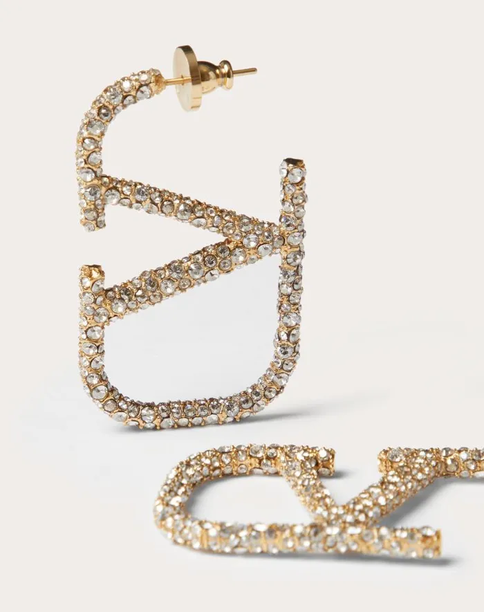 Valentino Jewelry Woman Vlogo Signature Earrings In Metal And Swarovski Crystals For Woman In Palladium Palladium Valentino Jewelry Woman Vlogo Signature Earrings In Metal And Swarovski Crystals For Woman In Palladium Palladium
