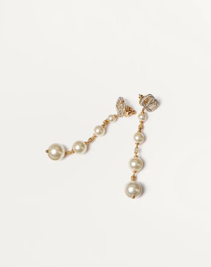 Valentino Jewelry Woman Vlogo Signature Earrings In Metal Swarovski For Woman In Gold Gold Valentino Jewelry Woman Vlogo Signature Earrings In Metal Swarovski For Woman In Gold Gold