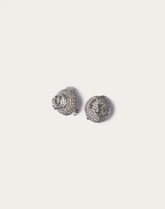Valentino Jewelry Woman Vlogo Signature Metal And Swarovski Crystal Earrings For Woman In Gold Gold Valentino Jewelry Woman Vlogo Signature Metal And Swarovski Crystal Earrings For Woman In Gold Gold