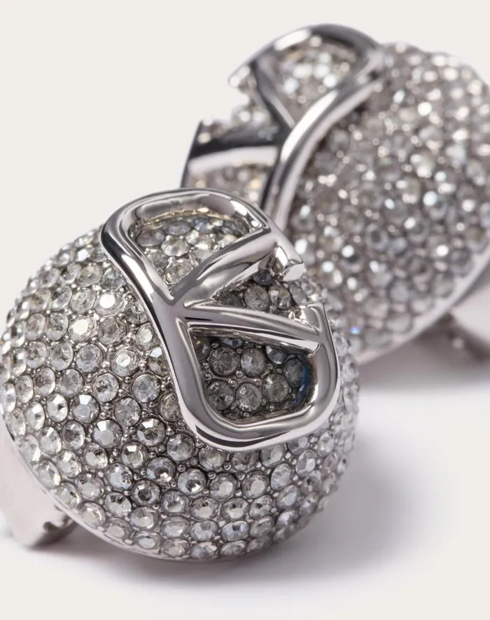 Valentino Jewelry Woman Vlogo Signature Metal And Swarovski Crystal Earrings For Woman In Gold Gold Valentino Jewelry Woman Vlogo Signature Metal And Swarovski Crystal Earrings For Woman In Gold Gold
