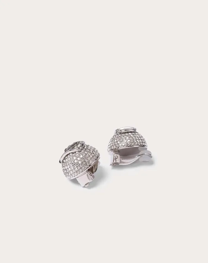 Valentino Jewelry Woman Vlogo Signature Metal And Swarovski Crystal Earrings For Woman In Gold Gold Valentino Jewelry Woman Vlogo Signature Metal And Swarovski Crystal Earrings For Woman In Gold Gold