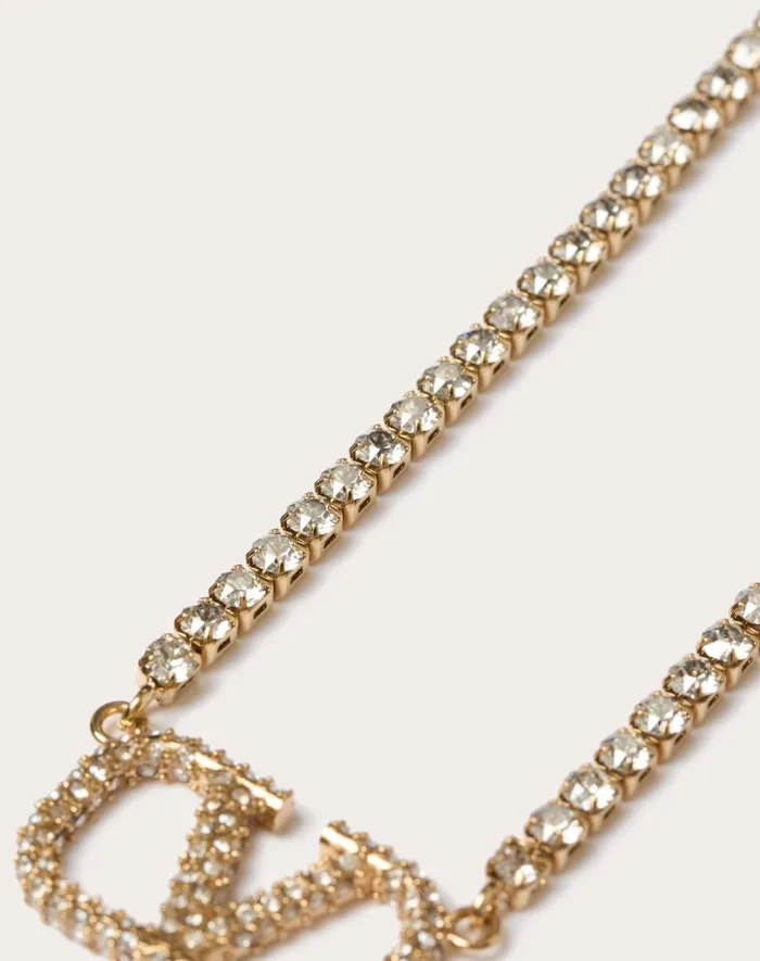 Valentino Jewelry Woman Vlogo Signature Metal And Swarovski Crystal Necklace For Woman In Gold Gold Valentino Jewelry Woman Vlogo Signature Metal And Swarovski Crystal Necklace For Woman In Gold Gold