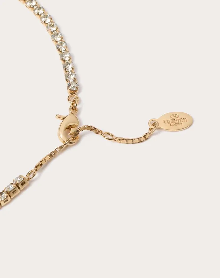 Valentino Jewelry Woman Vlogo Signature Metal And Swarovski Crystal Necklace For Woman In Gold Gold Valentino Jewelry Woman Vlogo Signature Metal And Swarovski Crystal Necklace For Woman In Gold Gold