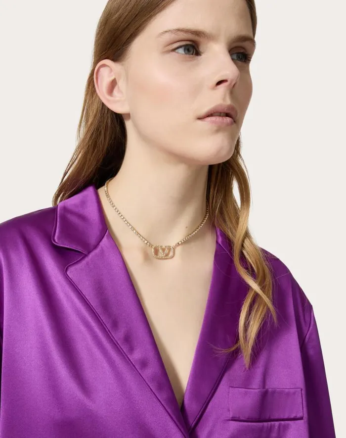 Valentino Jewelry Woman Vlogo Signature Metal And Swarovski Crystal Necklace For Woman In Gold Gold Valentino Jewelry Woman Vlogo Signature Metal And Swarovski Crystal Necklace For Woman In Gold Gold