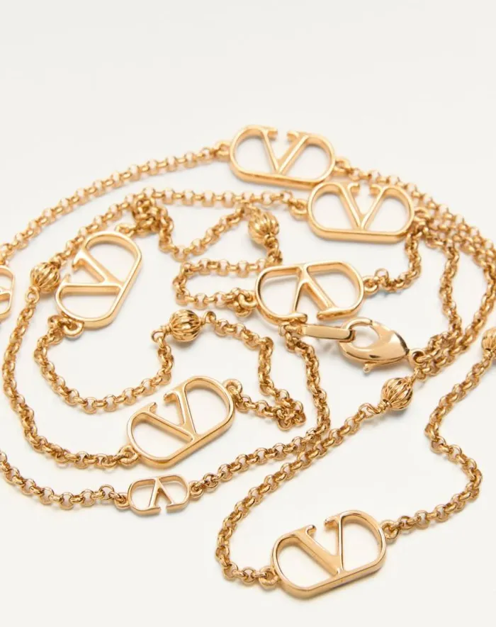 Valentino Jewelry Woman Vlogo Signature Metal Necklace For Woman In Gold Gold Valentino Jewelry Woman Vlogo Signature Metal Necklace For Woman In Gold Gold