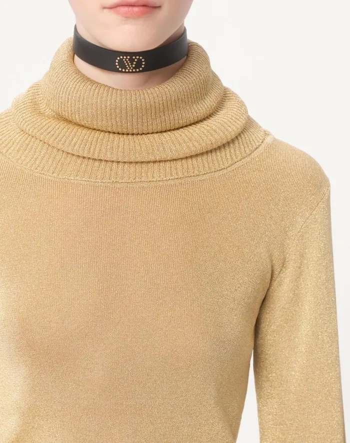 Valentino Knitwear Woman Lurex Sweater For Woman In Gold Gold Valentino Knitwear Woman Lurex Sweater For Woman In Gold Gold
