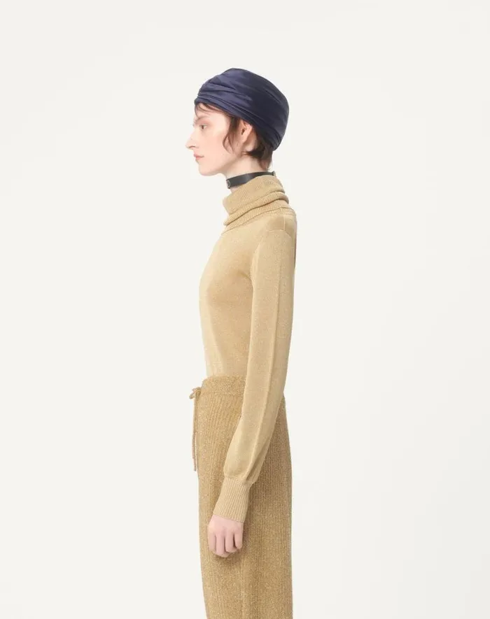 Valentino Knitwear Woman Lurex Sweater For Woman In Gold Gold Valentino Knitwear Woman Lurex Sweater For Woman In Gold Gold