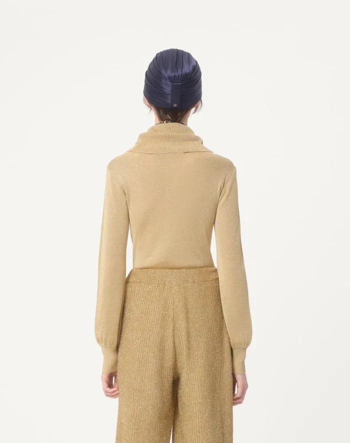 Valentino Knitwear Woman Lurex Sweater For Woman In Gold Gold Valentino Knitwear Woman Lurex Sweater For Woman In Gold Gold