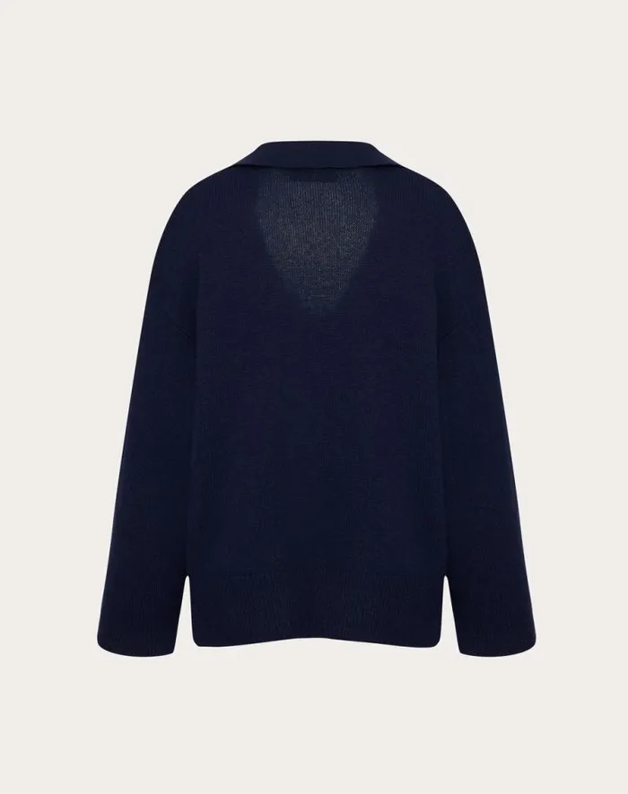 Valentino Knitwear Woman V Gold Cashmere Jumper For Woman In Navy Navy Valentino Knitwear Woman V Gold Cashmere Jumper For Woman In Navy Navy