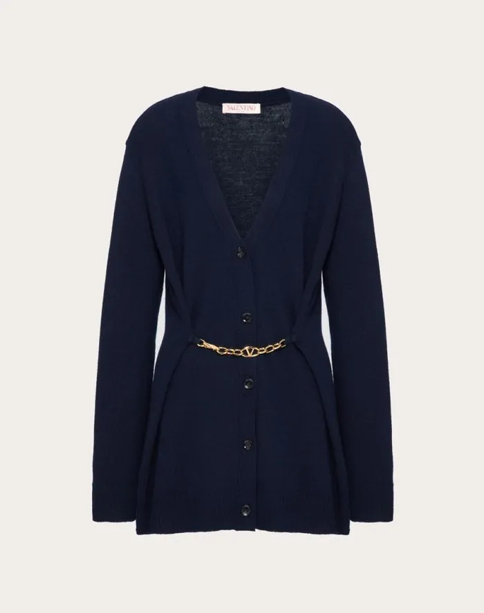 Valentino Knitwear Woman Wool Cardigan For Woman In Navy Navy