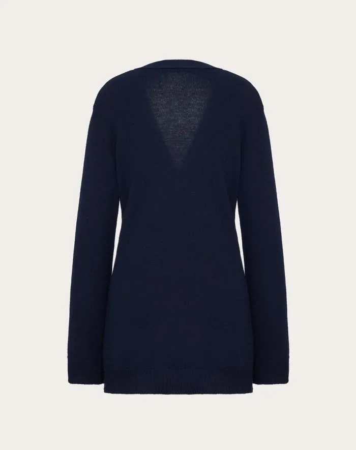 Valentino Knitwear Woman Wool Cardigan For Woman In Navy Navy Valentino Knitwear Woman Wool Cardigan For Woman In Navy Navy