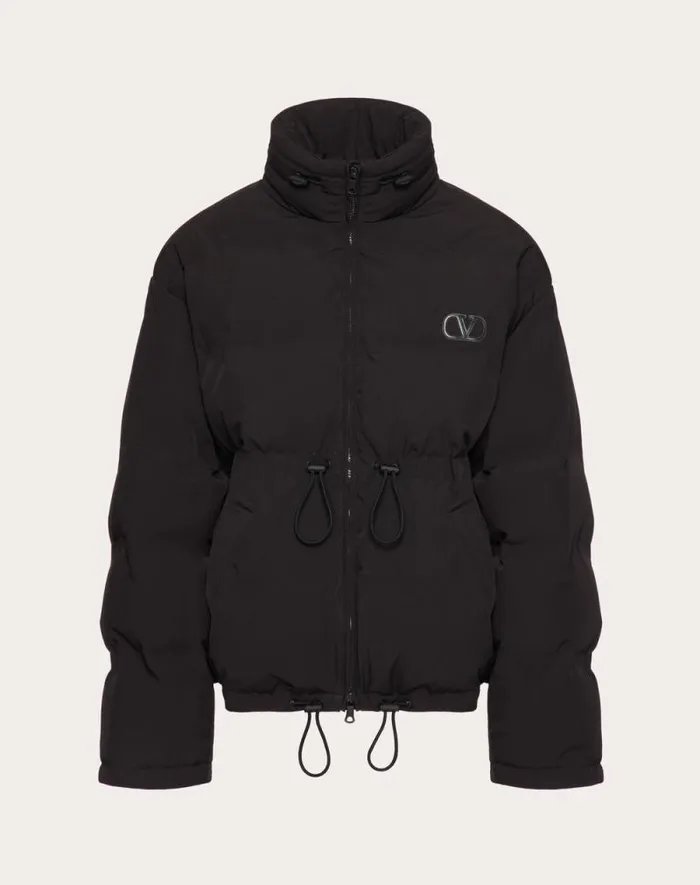 Valentino Outerwear Man Matte Nylon Down Jacket With Hood And Vlogo Signature Patch For Man In Black Black Valentino Outerwear Man Matte Nylon Down Jacket With Hood And Vlogo Signature Patch For Man In Black Black