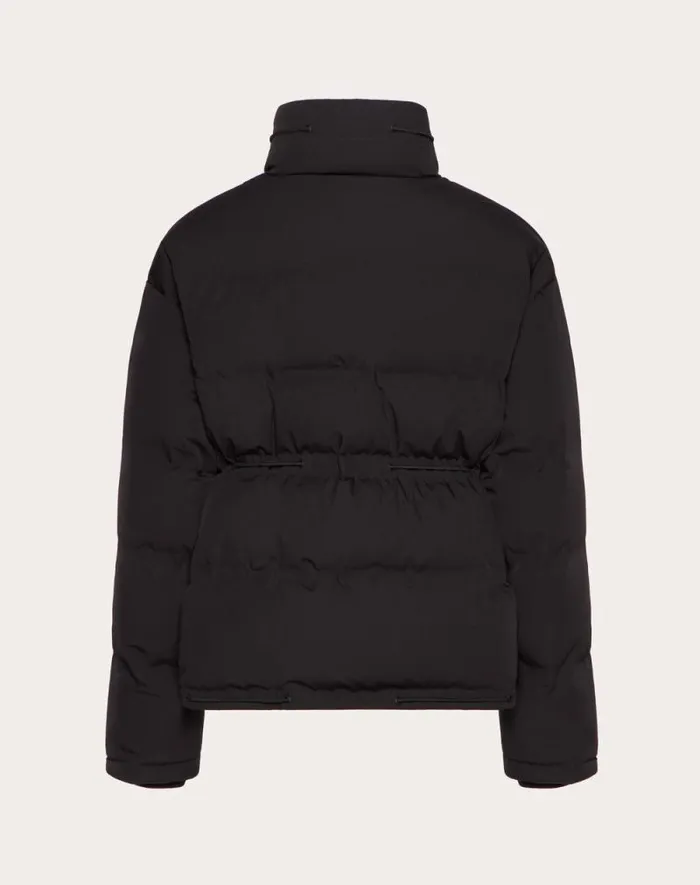 Valentino Outerwear Man Matte Nylon Down Jacket With Hood And Vlogo Signature Patch For Man In Black Black Valentino Outerwear Man Matte Nylon Down Jacket With Hood And Vlogo Signature Patch For Man In Black Black