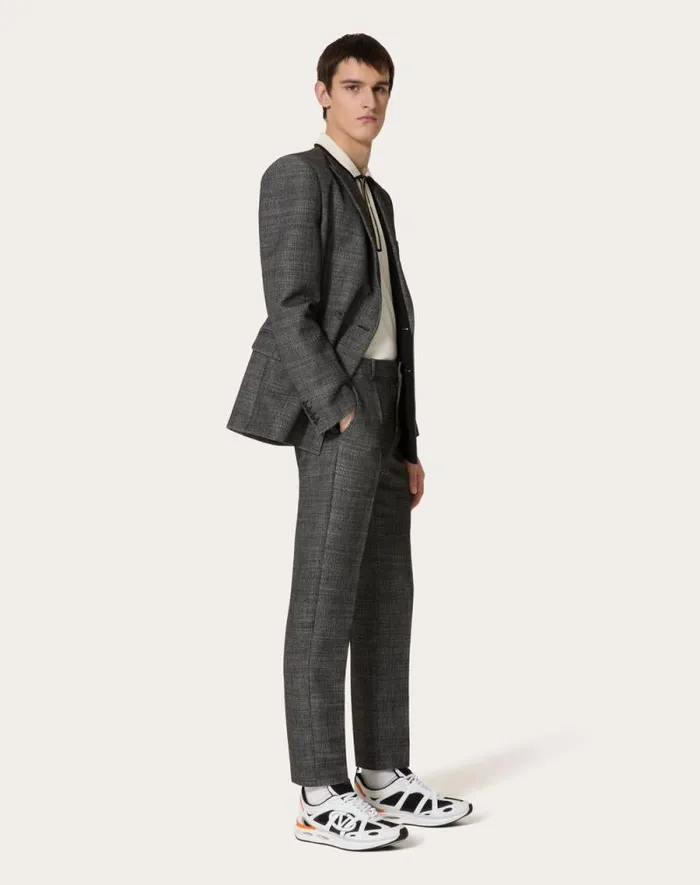 Valentino Pants And Shorts Man Technical Wool Pants For Man In Black Black Valentino Pants And Shorts Man Technical Wool Pants For Man In Black Black