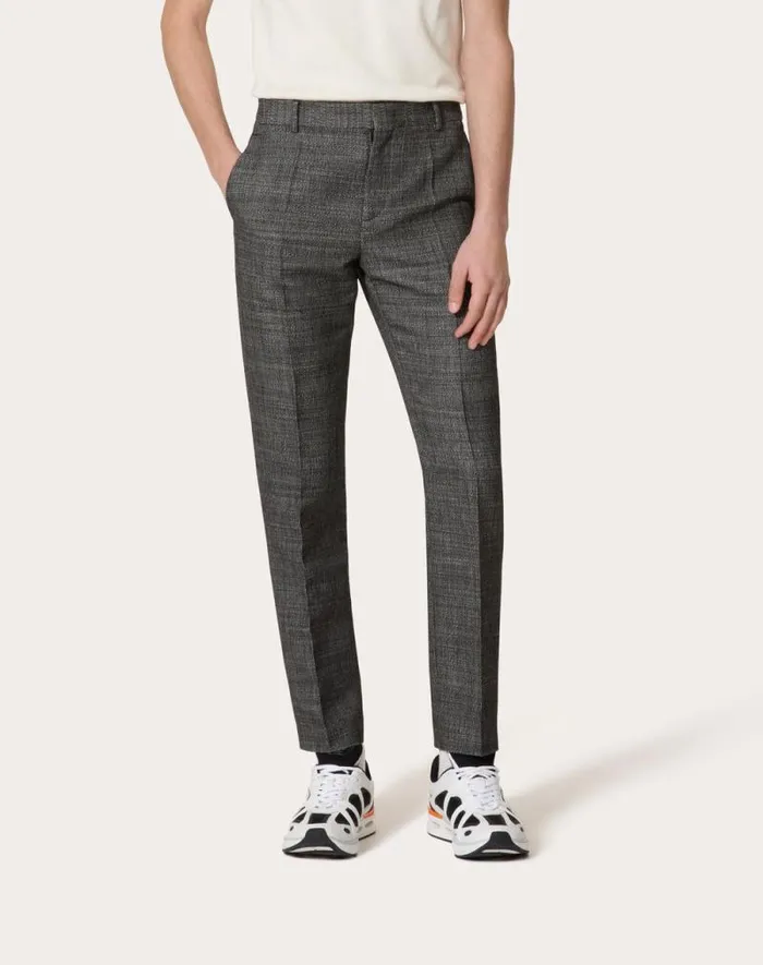 Valentino Pants And Shorts Man Technical Wool Pants For Man In Black Black Valentino Pants And Shorts Man Technical Wool Pants For Man In Black Black