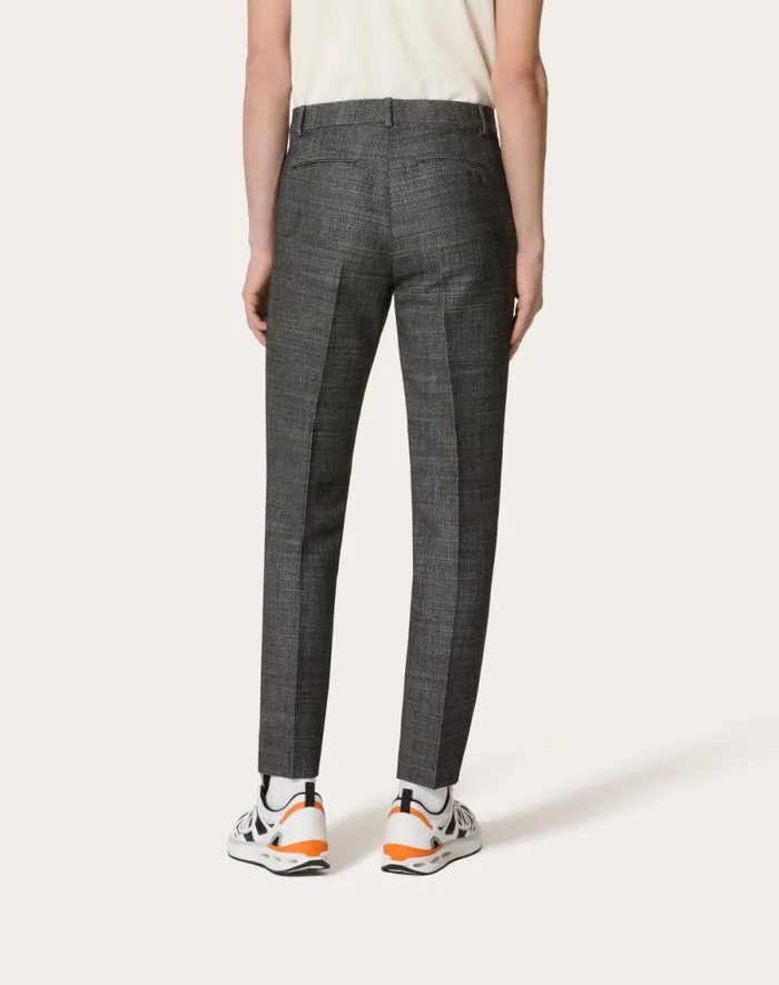 Valentino Pants And Shorts Man Technical Wool Pants For Man In Black Black Valentino Pants And Shorts Man Technical Wool Pants For Man In Black Black