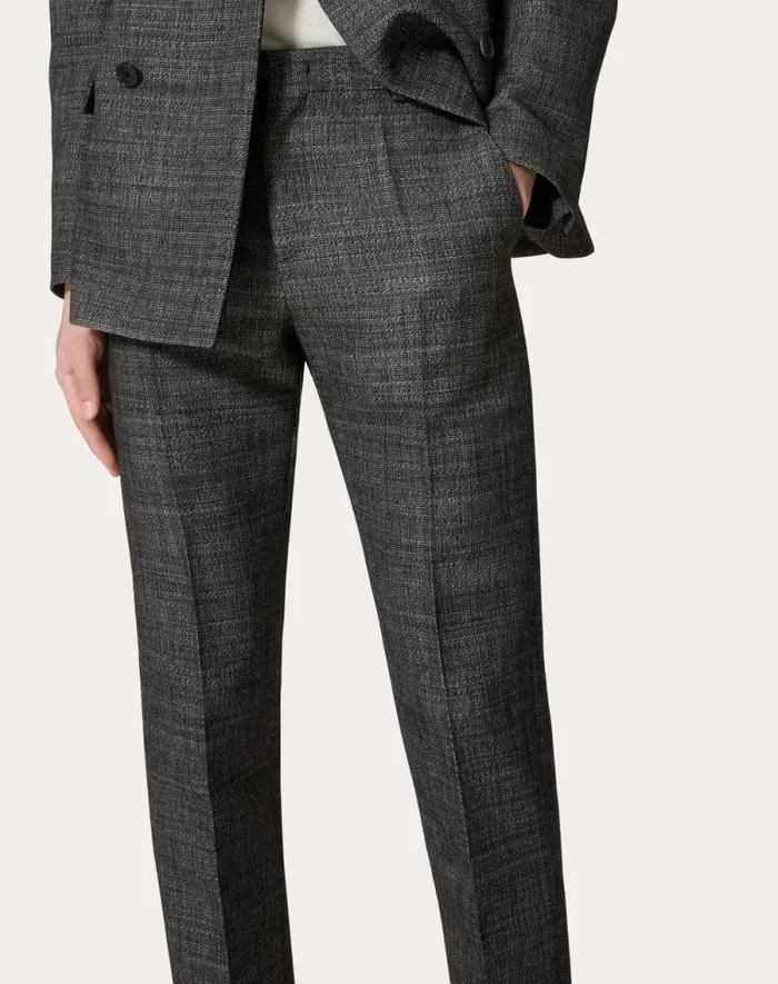 Valentino Pants And Shorts Man Technical Wool Pants For Man In Black Black Valentino Pants And Shorts Man Technical Wool Pants For Man In Black Black