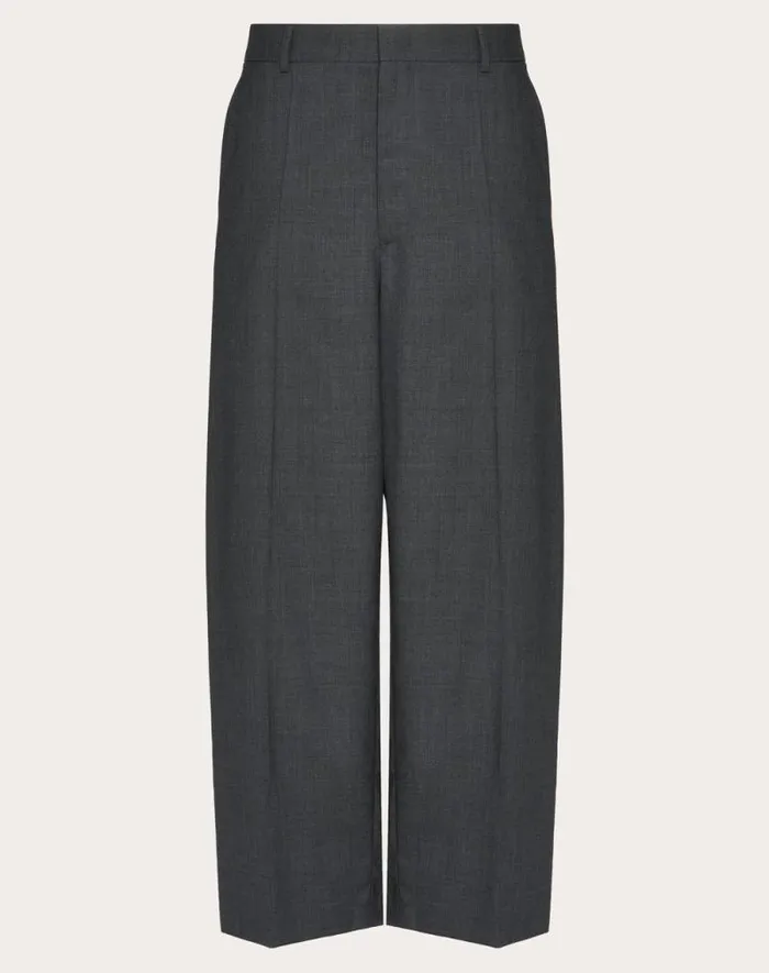 Valentino Pants And Shorts Man Wool Pants For Man In Grey Grey