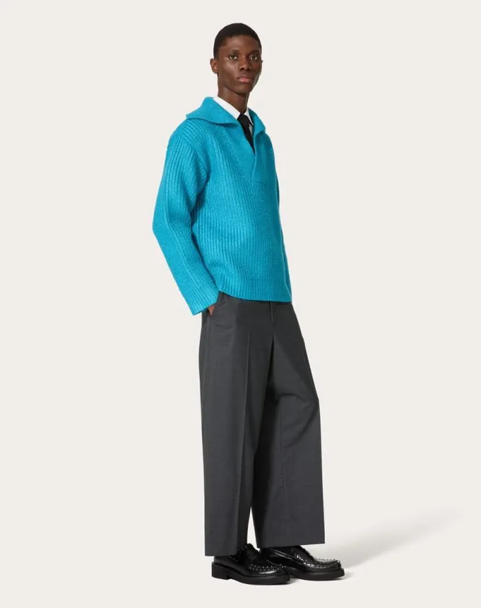 Valentino Pants And Shorts Man Wool Pants For Man In Grey Grey Valentino Pants And Shorts Man Wool Pants For Man In Grey Grey