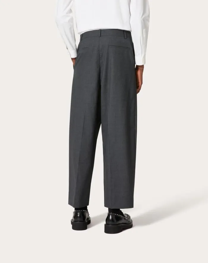 Valentino Pants And Shorts Man Wool Pants For Man In Grey Grey Valentino Pants And Shorts Man Wool Pants For Man In Grey Grey