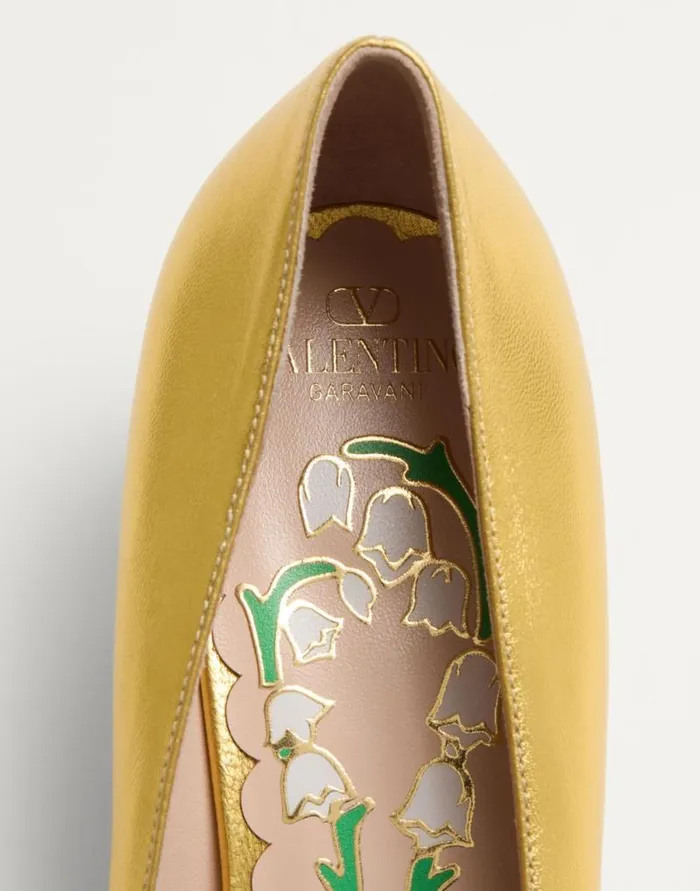 Valentino Pumps Woman Bowow Pumps In Laminated Nappa 45mm For Woman In Gold Gold Valentino Pumps Woman Bowow Pumps In Laminated Nappa 45mm For Woman In Gold Gold