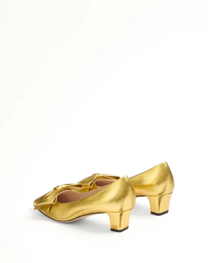 Valentino Pumps Woman Bowow Pumps In Laminated Nappa 45mm For Woman In Gold Gold Valentino Pumps Woman Bowow Pumps In Laminated Nappa 45mm For Woman In Gold Gold