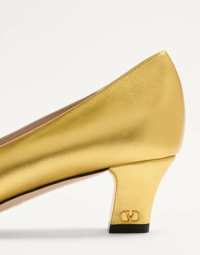 Valentino Pumps Woman Bowow Pumps In Laminated Nappa 45mm For Woman In Gold Gold Valentino Pumps Woman Bowow Pumps In Laminated Nappa 45mm For Woman In Gold Gold