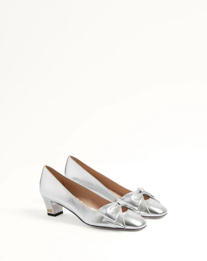 Valentino Pumps Woman Bowow Pumps In Laminated Nappa 45mm For Woman In Gold Gold Valentino Pumps Woman Bowow Pumps In Laminated Nappa 45mm For Woman In Gold Gold