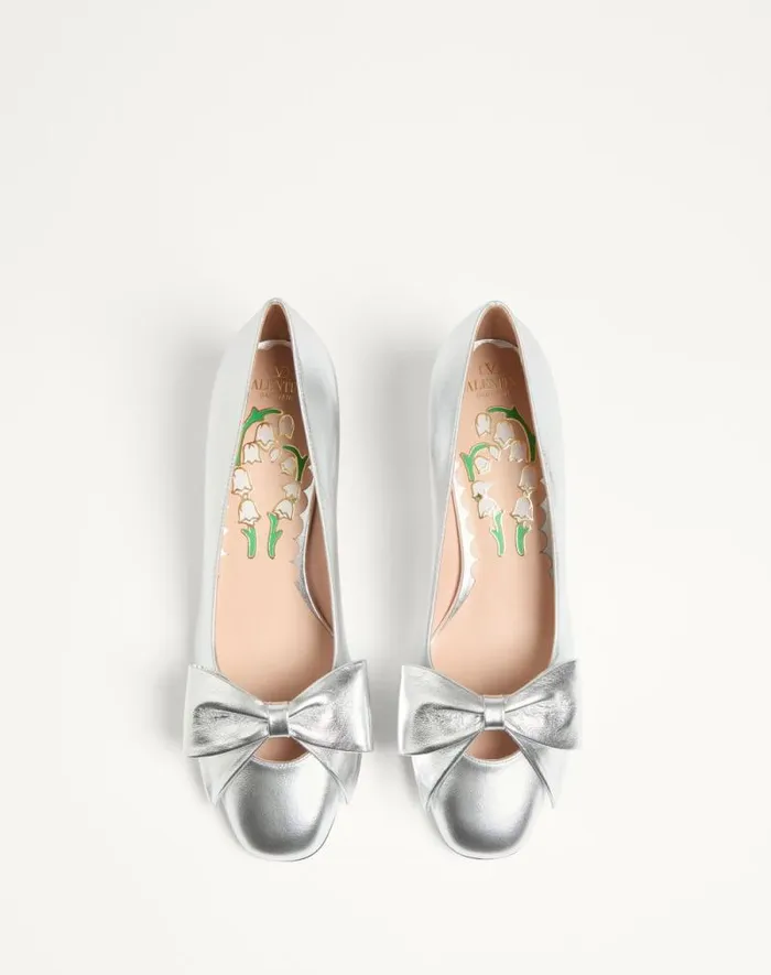 Valentino Pumps Woman Bowow Pumps In Laminated Nappa 45mm For Woman In Gold Gold Valentino Pumps Woman Bowow Pumps In Laminated Nappa 45mm For Woman In Gold Gold