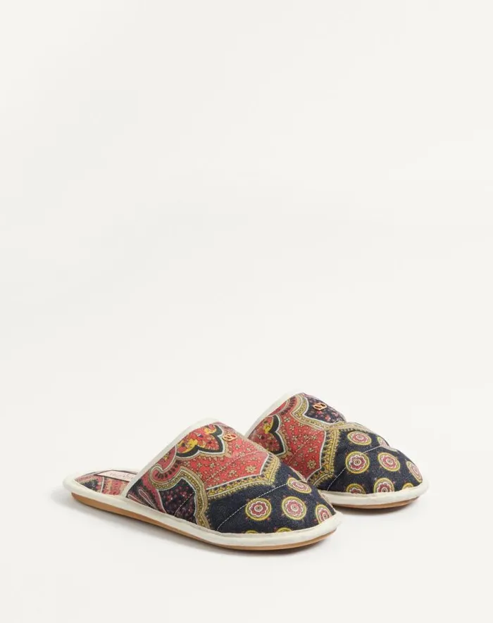 Valentino Sandals Man Ta Chambre Slide In Voyage Imaginaire Denim Fabric For Man In Multicolorivory Multicolorivory Valentino Sandals Man Ta Chambre Slide In Voyage Imaginaire Denim Fabric For Man In Multicolorivory Multicolorivory