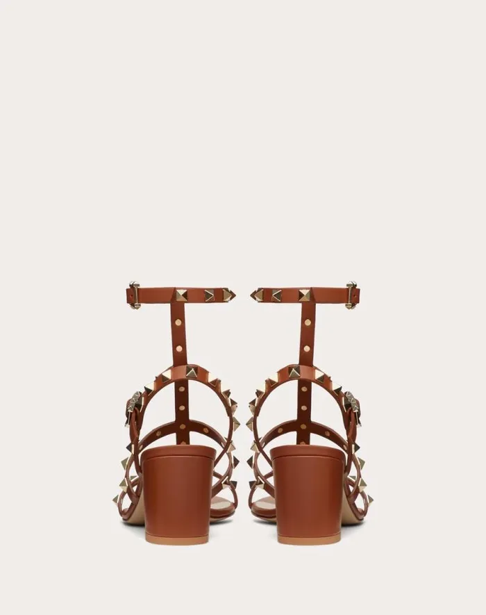 Valentino Sandals Woman Rockstud Calfskin Ankle Strap Sandal 60 Mm For Woman In Saddle Brown Saddle Brown Valentino Sandals Woman Rockstud Calfskin Ankle Strap Sandal 60 Mm For Woman In Saddle Brown Saddle Brown