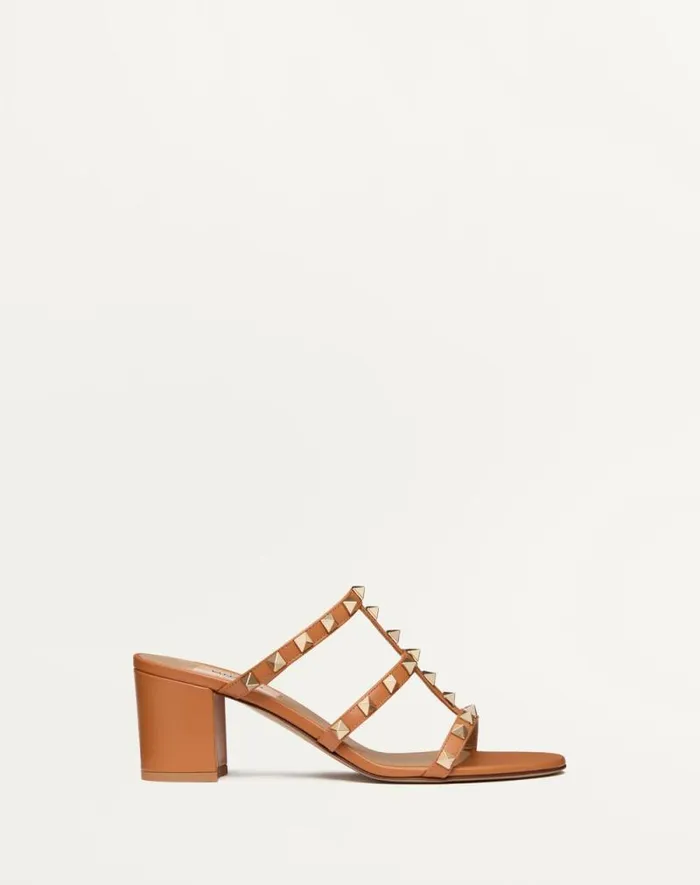 Valentino Sandals Woman Rockstud Calfskin Leather Slide Sandal 60 Mm For Woman In Azure Azure Valentino Sandals Woman Rockstud Calfskin Leather Slide Sandal 60 Mm For Woman In Azure Azure