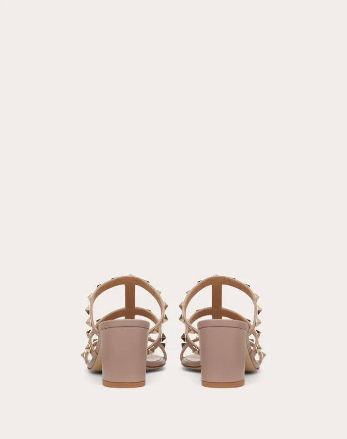 Valentino Sandals Woman Rockstud Calfskin Leather Slide Sandal 60 Mm For Woman In Azure Azure Valentino Sandals Woman Rockstud Calfskin Leather Slide Sandal 60 Mm For Woman In Azure Azure