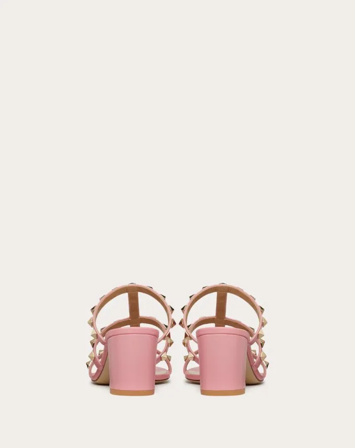 Valentino Sandals Woman Rockstud Calfskin Leather Slide Sandal 60 Mm For Woman In Azure Azure Valentino Sandals Woman Rockstud Calfskin Leather Slide Sandal 60 Mm For Woman In Azure Azure