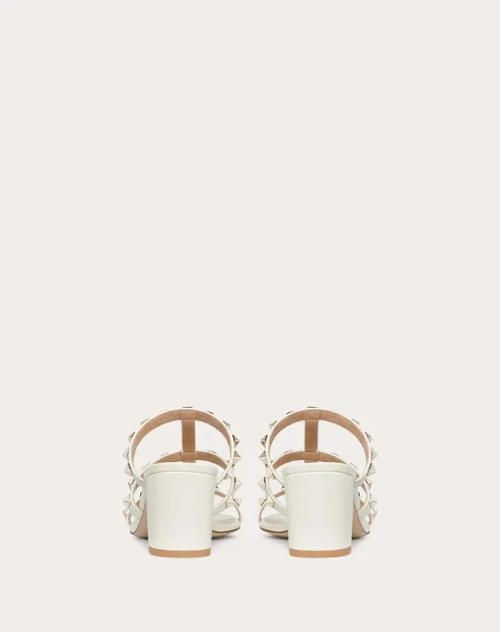 Valentino Sandals Woman Rockstud Calfskin Leather Slide Sandal 60 Mm For Woman In Azure Azure Valentino Sandals Woman Rockstud Calfskin Leather Slide Sandal 60 Mm For Woman In Azure Azure