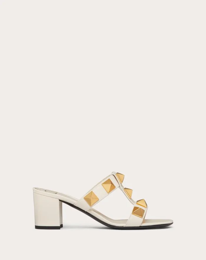 Valentino Sandals Woman Roman Stud Calfskin Slide Sandal 60 Mm For Woman In Light Ivory Light Ivory Valentino Sandals Woman Roman Stud Calfskin Slide Sandal 60 Mm For Woman In Light Ivory Light Ivory