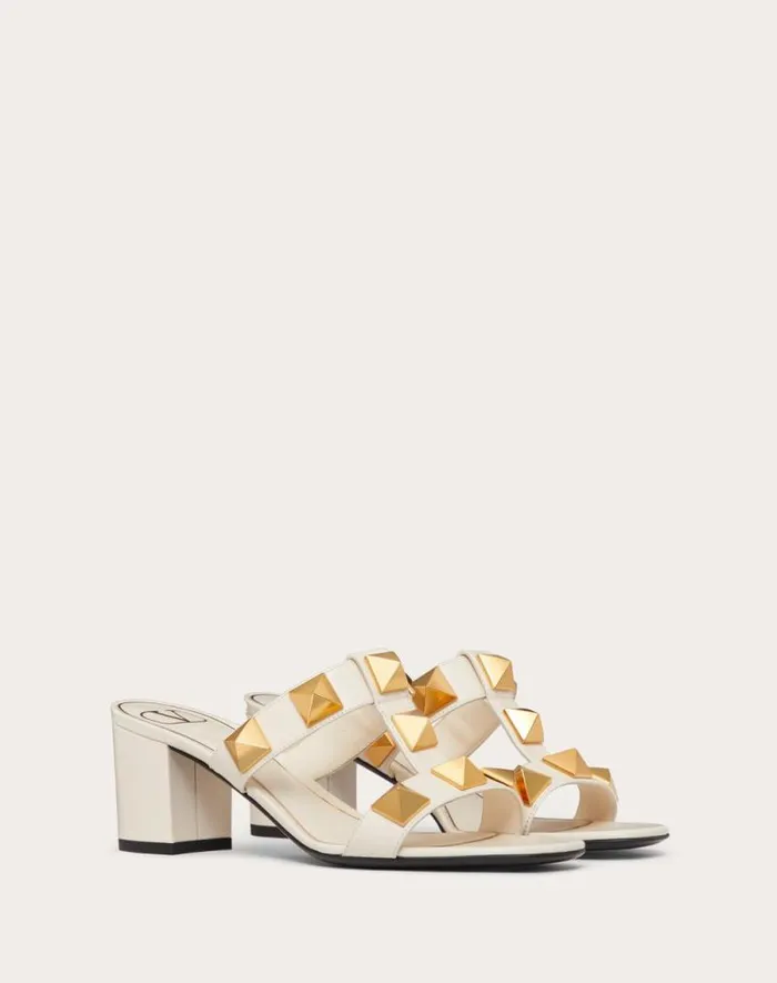 Valentino Sandals Woman Roman Stud Calfskin Slide Sandal 60 Mm For Woman In Light Ivory Light Ivory Valentino Sandals Woman Roman Stud Calfskin Slide Sandal 60 Mm For Woman In Light Ivory Light Ivory