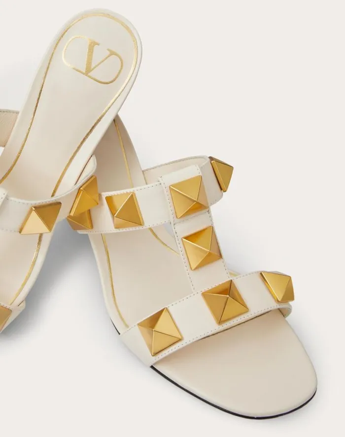 Valentino Sandals Woman Roman Stud Calfskin Slide Sandal 60 Mm For Woman In Light Ivory Light Ivory Valentino Sandals Woman Roman Stud Calfskin Slide Sandal 60 Mm For Woman In Light Ivory Light Ivory