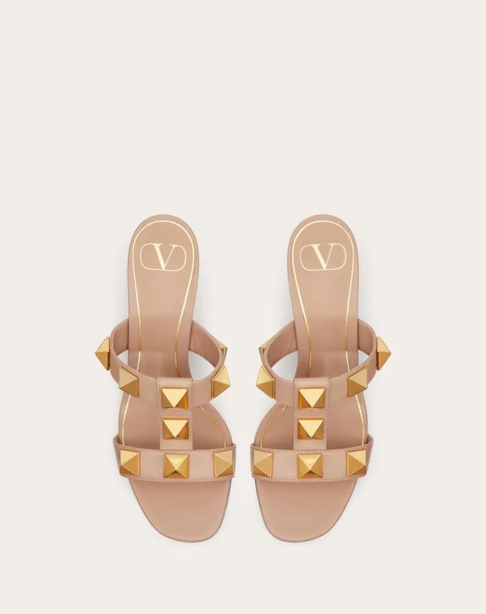 Valentino Sandals Woman Roman Stud Calfskin Slide Sandal 60 Mm For Woman In Light Ivory Light Ivory Valentino Sandals Woman Roman Stud Calfskin Slide Sandal 60 Mm For Woman In Light Ivory Light Ivory