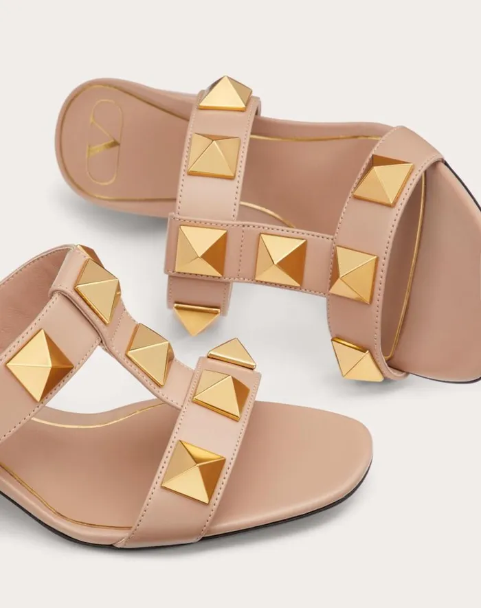 Valentino Sandals Woman Roman Stud Calfskin Slide Sandal 60 Mm For Woman In Light Ivory Light Ivory Valentino Sandals Woman Roman Stud Calfskin Slide Sandal 60 Mm For Woman In Light Ivory Light Ivory