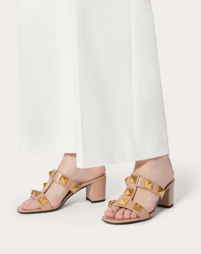 Valentino Sandals Woman Roman Stud Calfskin Slide Sandal 60 Mm For Woman In Light Ivory Light Ivory Valentino Sandals Woman Roman Stud Calfskin Slide Sandal 60 Mm For Woman In Light Ivory Light Ivory