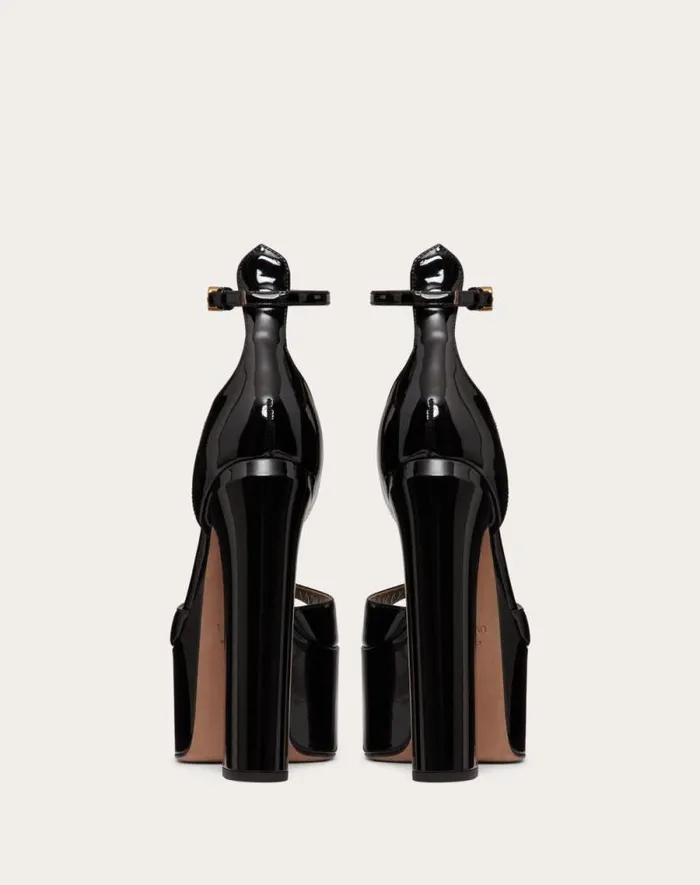 Valentino Sandals Woman Valentino Garavani Tango Patent Leather Platform Sandal 155mm For Woman In Black Black Valentino Sandals Woman Valentino Garavani Tango Patent Leather Platform Sandal 155mm For Woman In Black Black