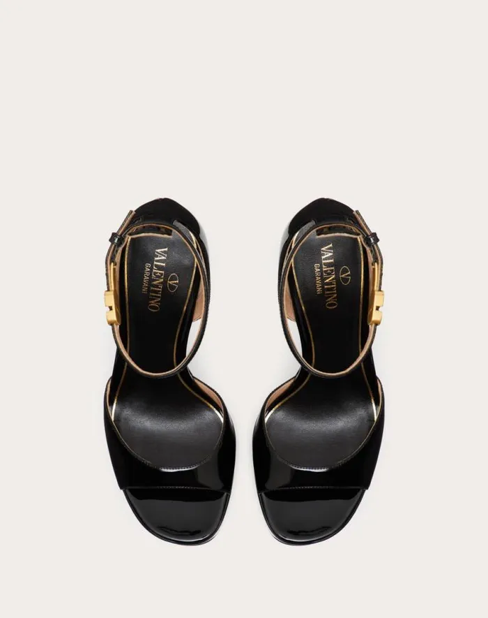 Valentino Sandals Woman Valentino Garavani Tango Patent Leather Platform Sandal 155mm For Woman In Black Black Valentino Sandals Woman Valentino Garavani Tango Patent Leather Platform Sandal 155mm For Woman In Black Black