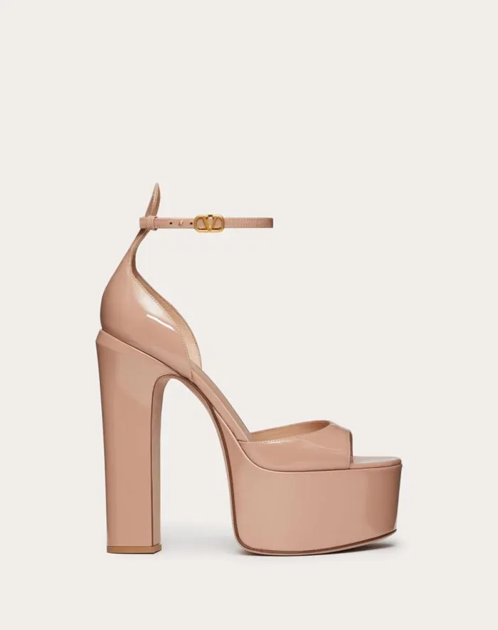 Valentino Sandals Woman Valentino Garavani Tango Patent Leather Platform Sandal 155mm For Woman In Black Black Valentino Sandals Woman Valentino Garavani Tango Patent Leather Platform Sandal 155mm For Woman In Black Black