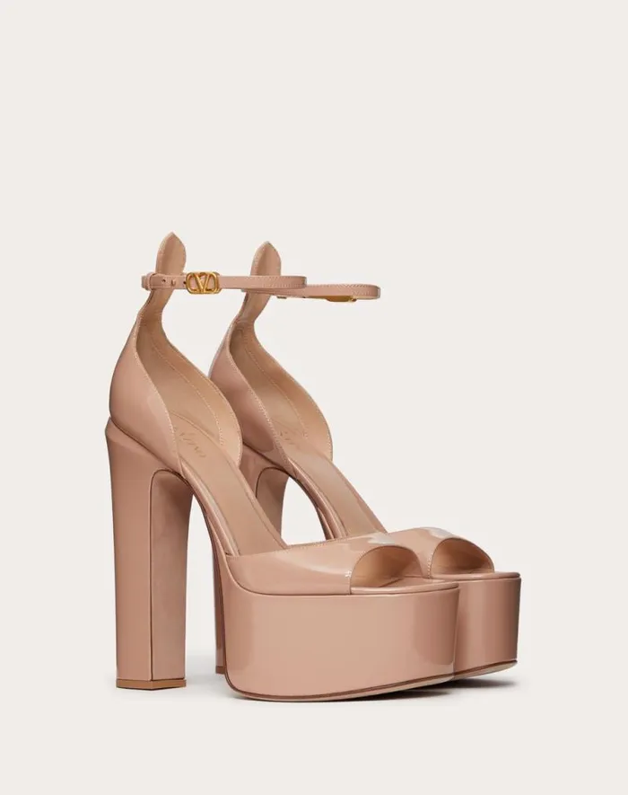 Valentino Sandals Woman Valentino Garavani Tango Patent Leather Platform Sandal 155mm For Woman In Black Black Valentino Sandals Woman Valentino Garavani Tango Patent Leather Platform Sandal 155mm For Woman In Black Black
